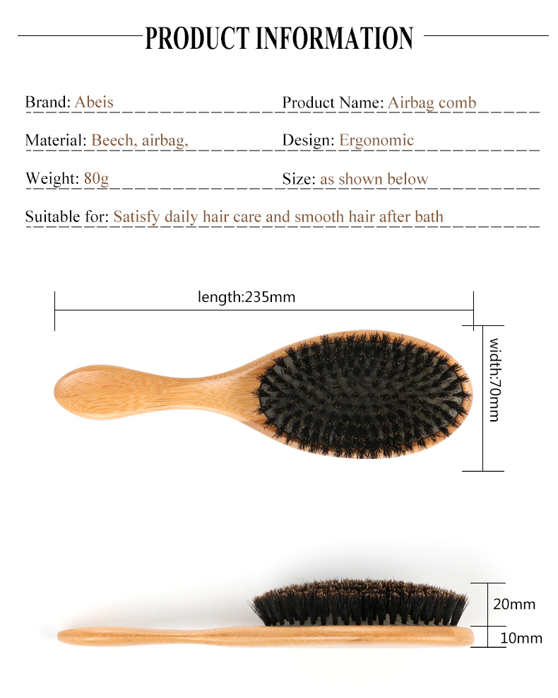Customizable Logo Wooden Boar Bristle Hair Brush For Women Thick Long Hair Set