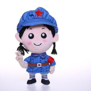 Quality 25cm Light Blue Military Uniform Short Plush Girl Doll Plush Toys wholesale