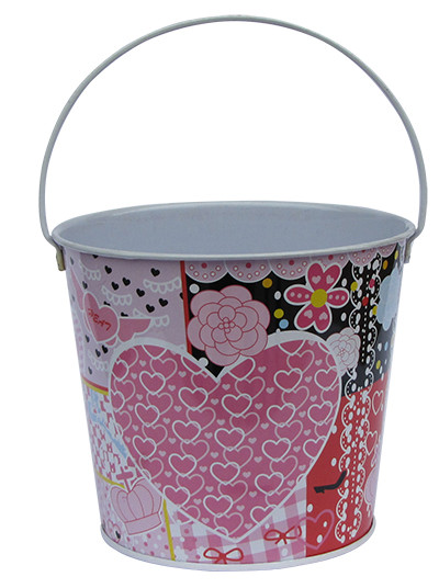 Recyclable Printed Metal Tin Bucket With Handle , 133 x 103 x 115mm