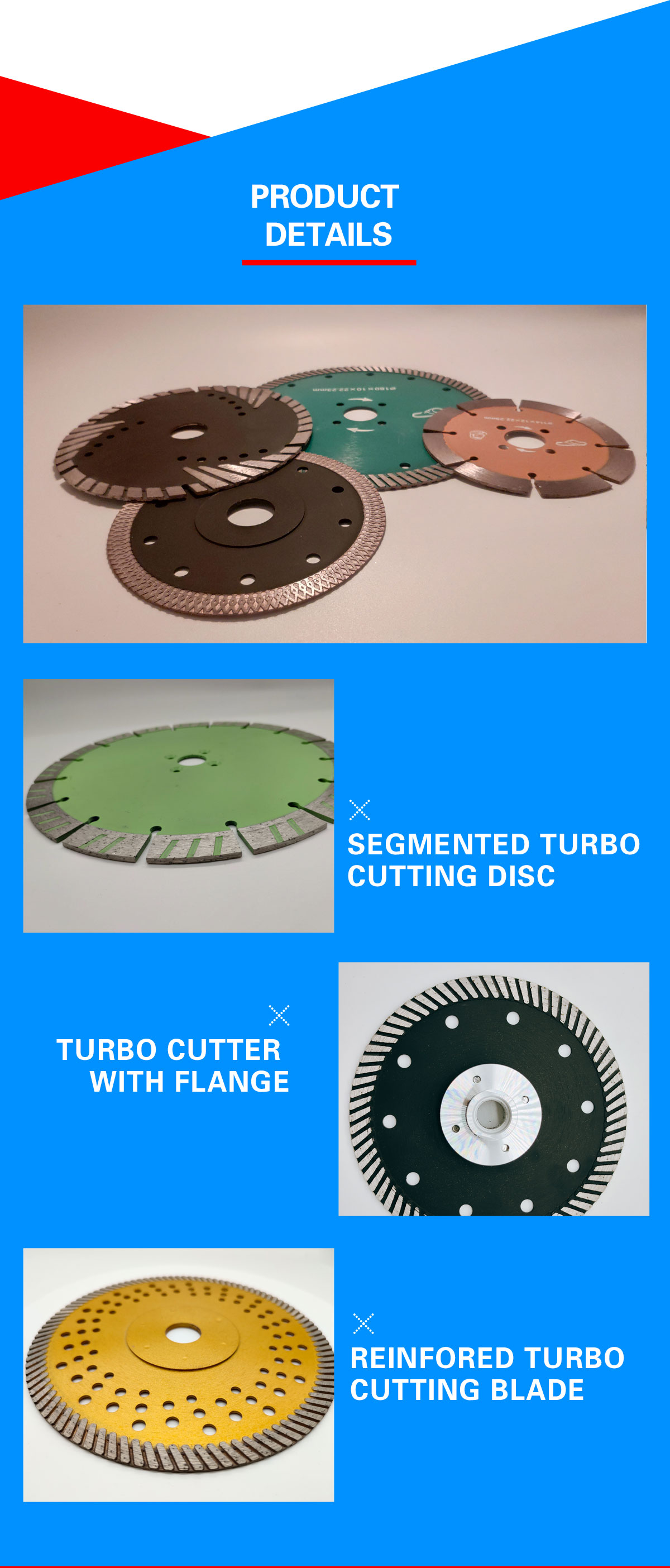 105 mm-230 mm Turbo Diamond Cutting Disc for Cutting Granite Marble Ceramic