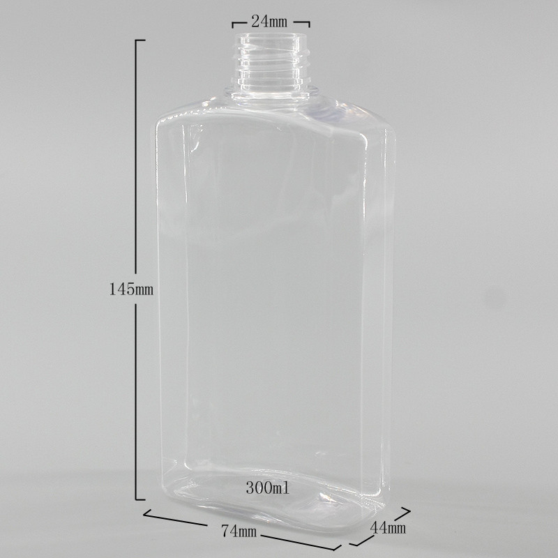 300 / 500 / 550ml PET Clear Square Shampoo Shower Gel Bottle Home Use Large Clear Hand Sanitizer Flat Plastic Bottle
