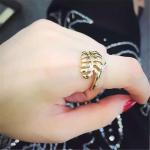 feather ring 18kt gold with yellow gold