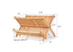 Collapsible Compact Dish Drying Rack Bamboo Wooden Dish Rack Plate Rack