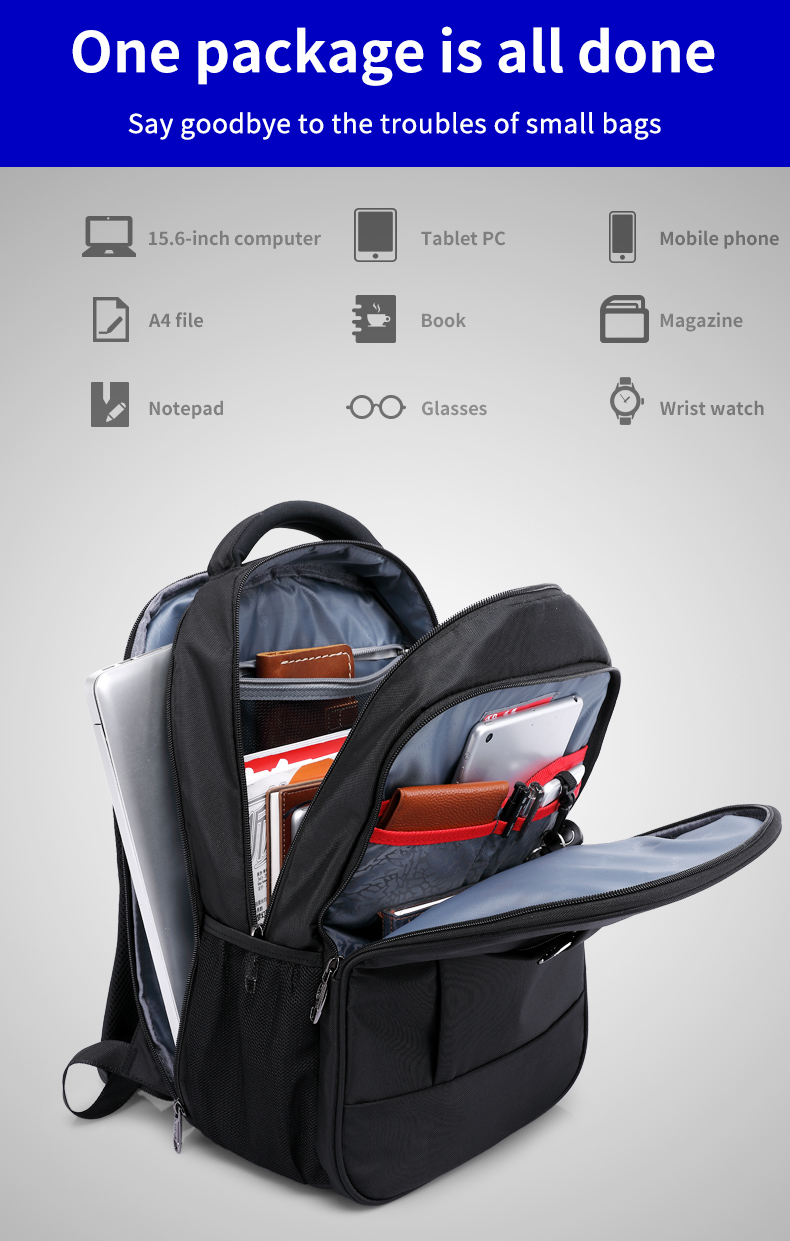 Factory high quality custom logo waterproof and anti theft school bag 15.6 inch Business Laptop Backpack