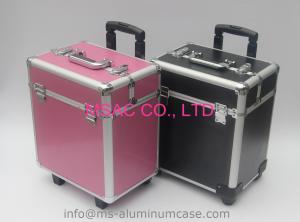 Quality Pink ABS Plain Trolley Aluminium Beauty Case With Wheels Large Storage Space wholesale