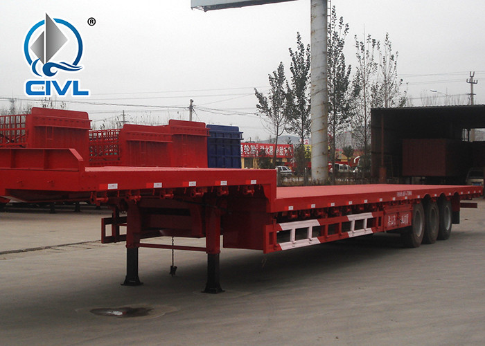 3 Axles Manual Semi Trailer Trucks Low Bed Transport Heavy Duty Machinery