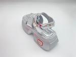 Women summer silver thick soled sandals with metal button genuine leather