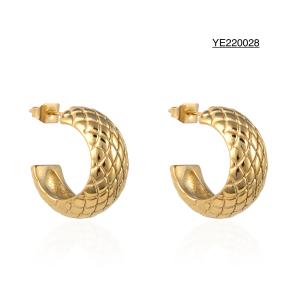 Quality OEM Premium Stainless Steel Gold Earrings Braided Textured Metal Earrings wholesale