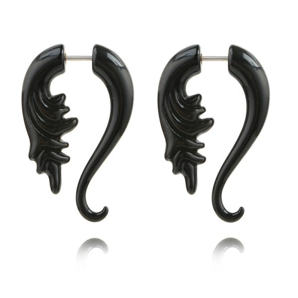 Punk Black Geometric Drop Earrings Exaggerated Plant Dangle Earrings for Women