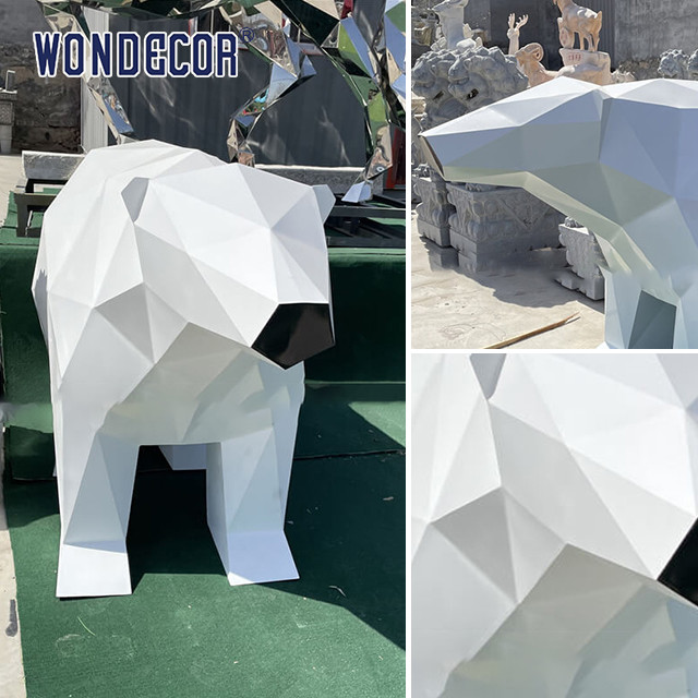 Outdoor Forged Sculpture Stainless Steel Geometry Polar Bear