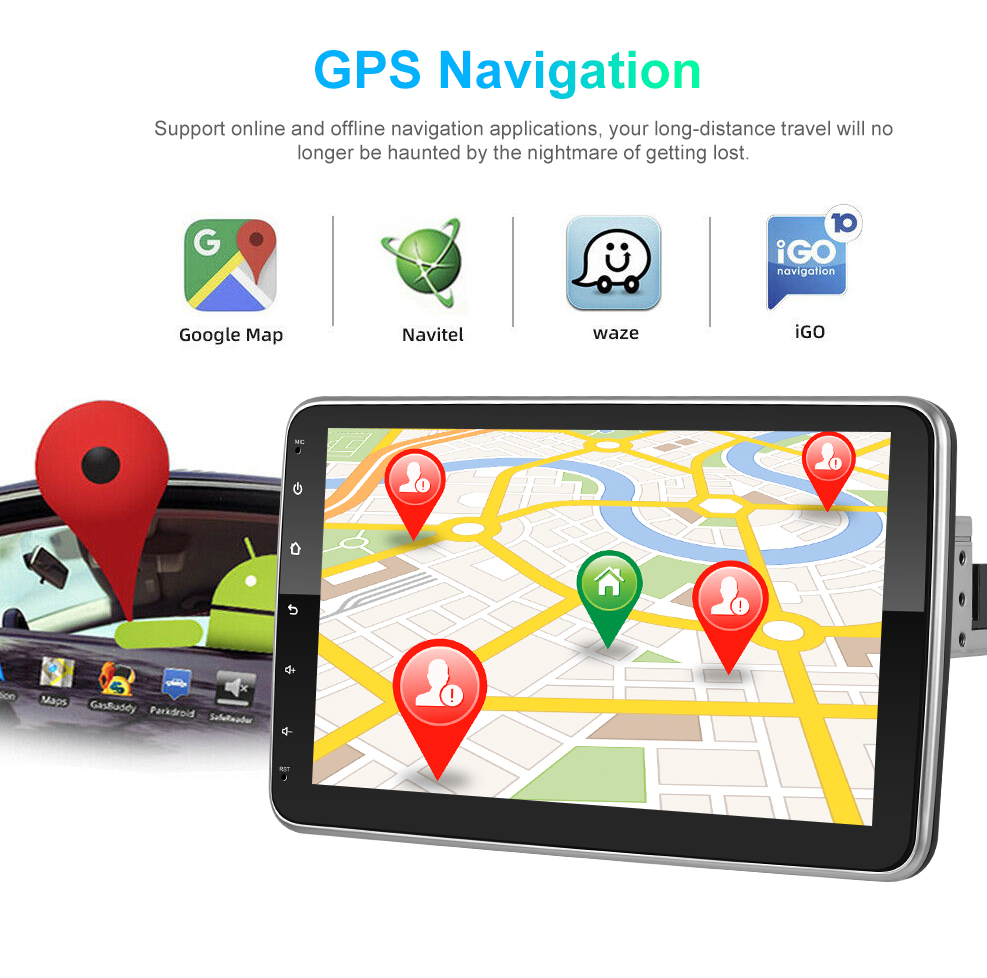 10.1 inch Big IPS Screen Car Multimedia Player with Rotatable Display and GPS Stereo