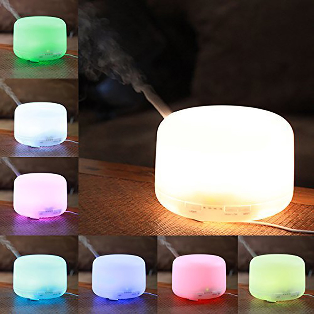 500ML White Plastic Aroma Diffuser With 7 Color LED Light And Remote Controller