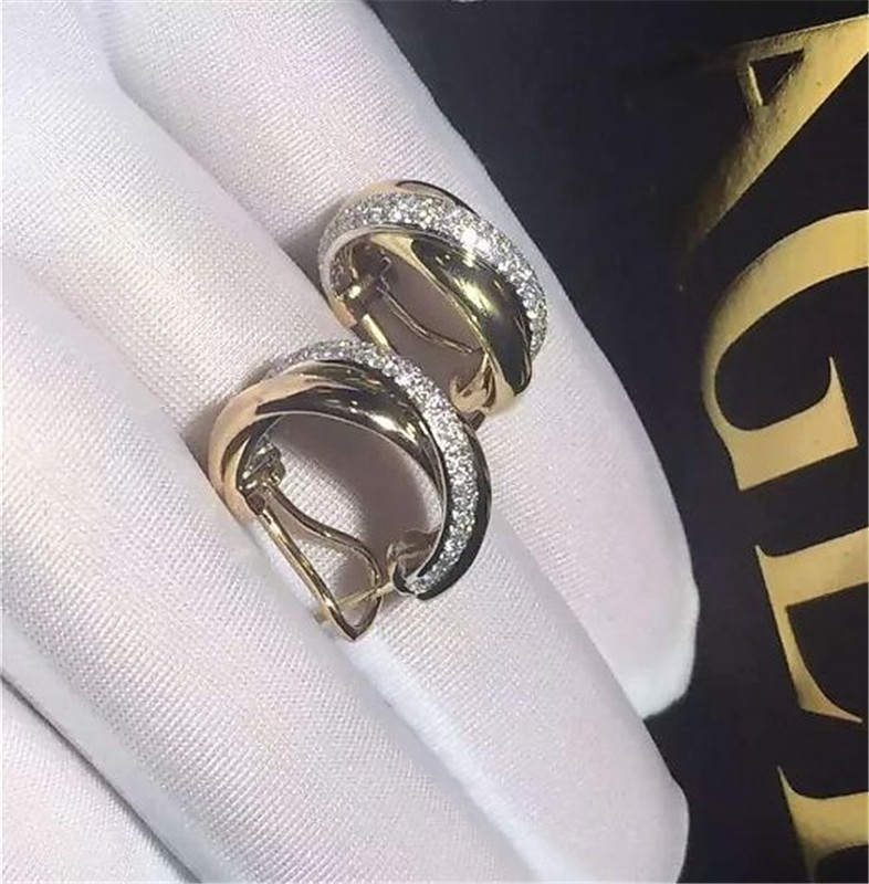 C Three circle ring earrings18K white gold, 18K yellow gold, 18K rose gold, diamond. Model: B8045300