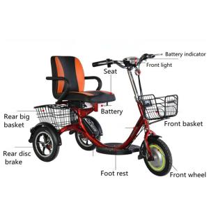 Quality 48 Volt Black Adult Electric Tricycle For Handicapped Rear Double Disc Brake Best Seller wholesale