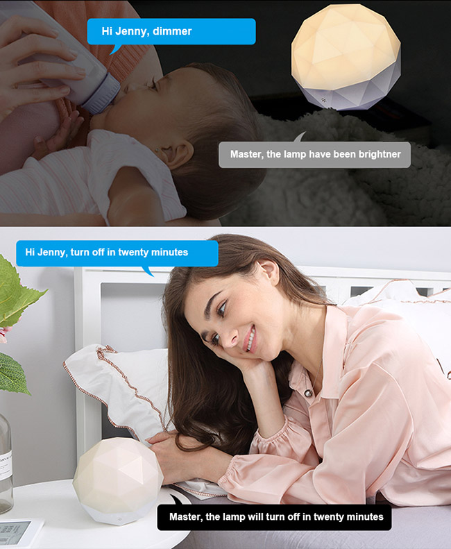 Childrens Night Light Voice Controlled Diamond Lamp With 1200mAh Rechargeable Battery