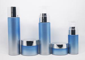 Quality 100 Ml Glass Cosmetic Packaging Blue Skincare Lotion Bottle Uv Printing wholesale