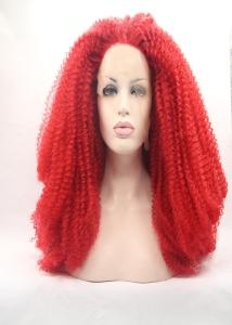 Quality Red Color Full Lace Remy Hair Wigs , Deep Wave Curly Hair Extensions wholesale