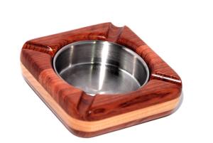 Quality Bi-wood Square wood Ashtray with steel plate wholesale