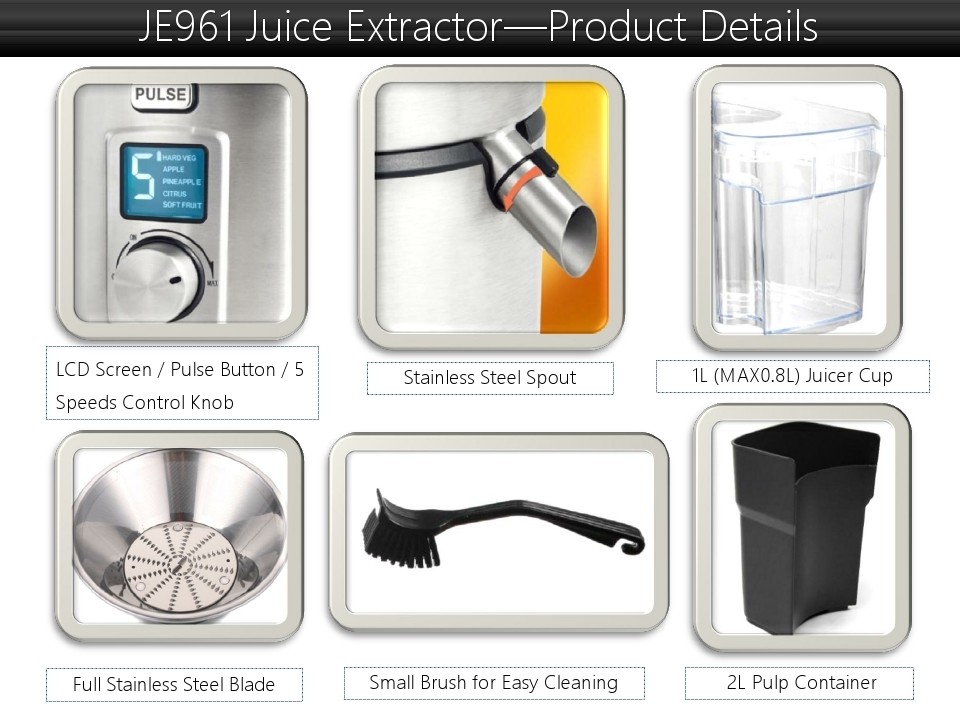 JE962 Stainless Steel High Power LCD Screen Juice Extractor