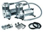 Steel Silver Dual Packs Air Lift Suspension Compressor Fast Inflation For Car