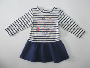 Quality Long Sleeve Pretty Baby Girl Dresses Yarn Dyed Stripe Cotton wholesale