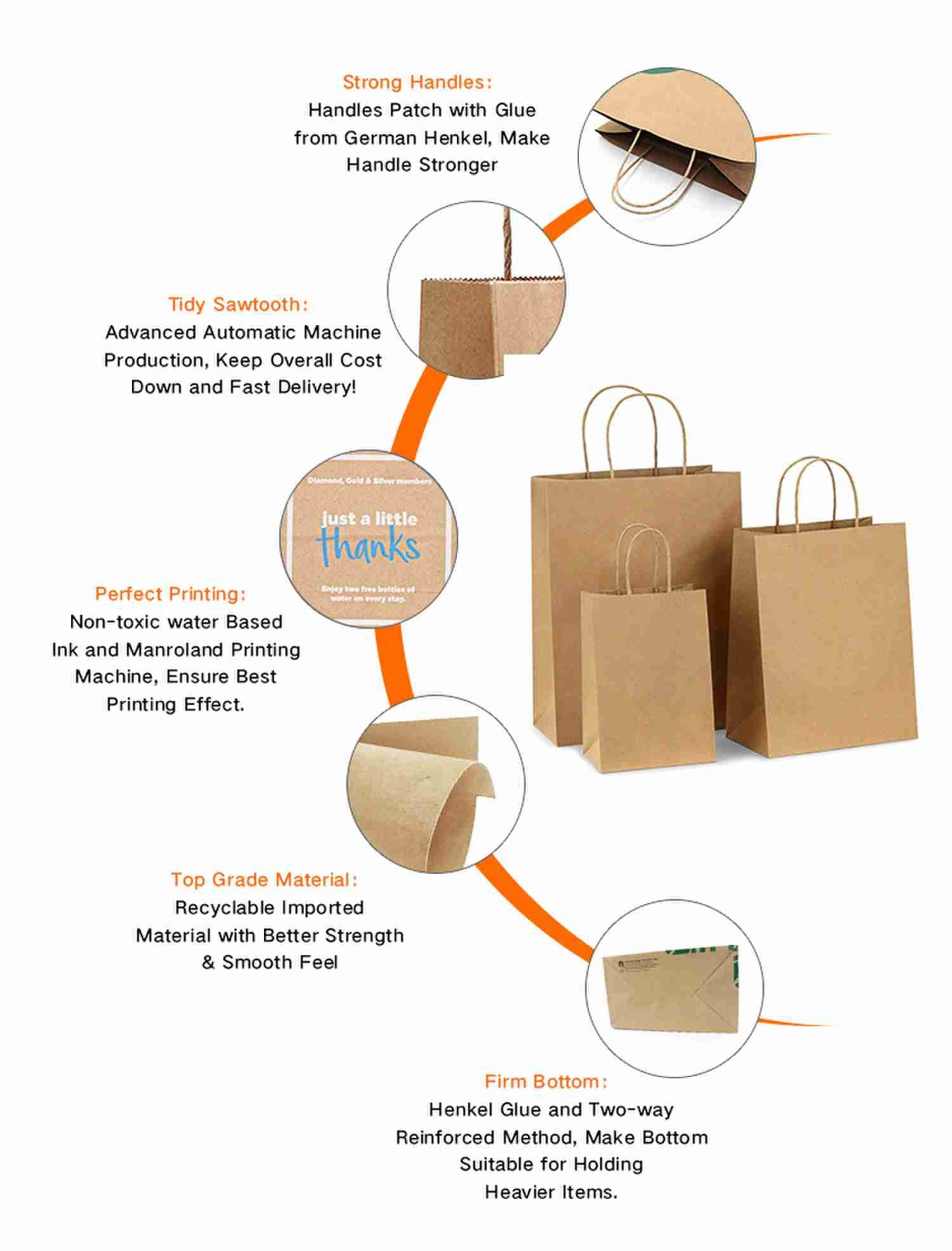 Pineapple Printing Paper Craft Kraft Bags Bulk Tote