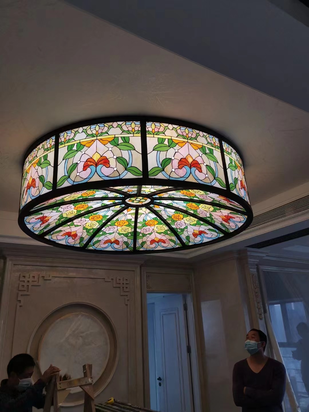 Church Architectural Tempered Art Glass Window Panels Decorative Colored Dome Stained Glass