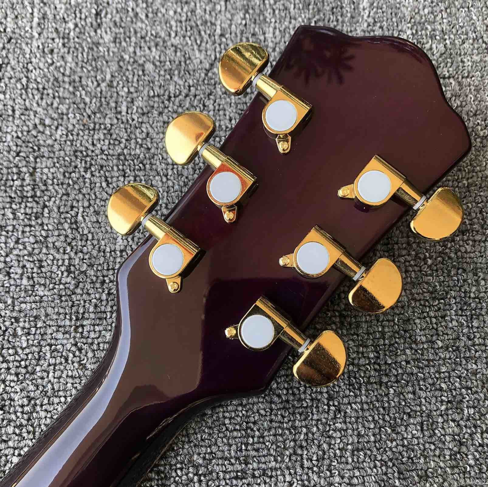 Grand Purple burl top Electric Guitar, Solid Mahogany Body 6 strings Guitarra Gloss finish