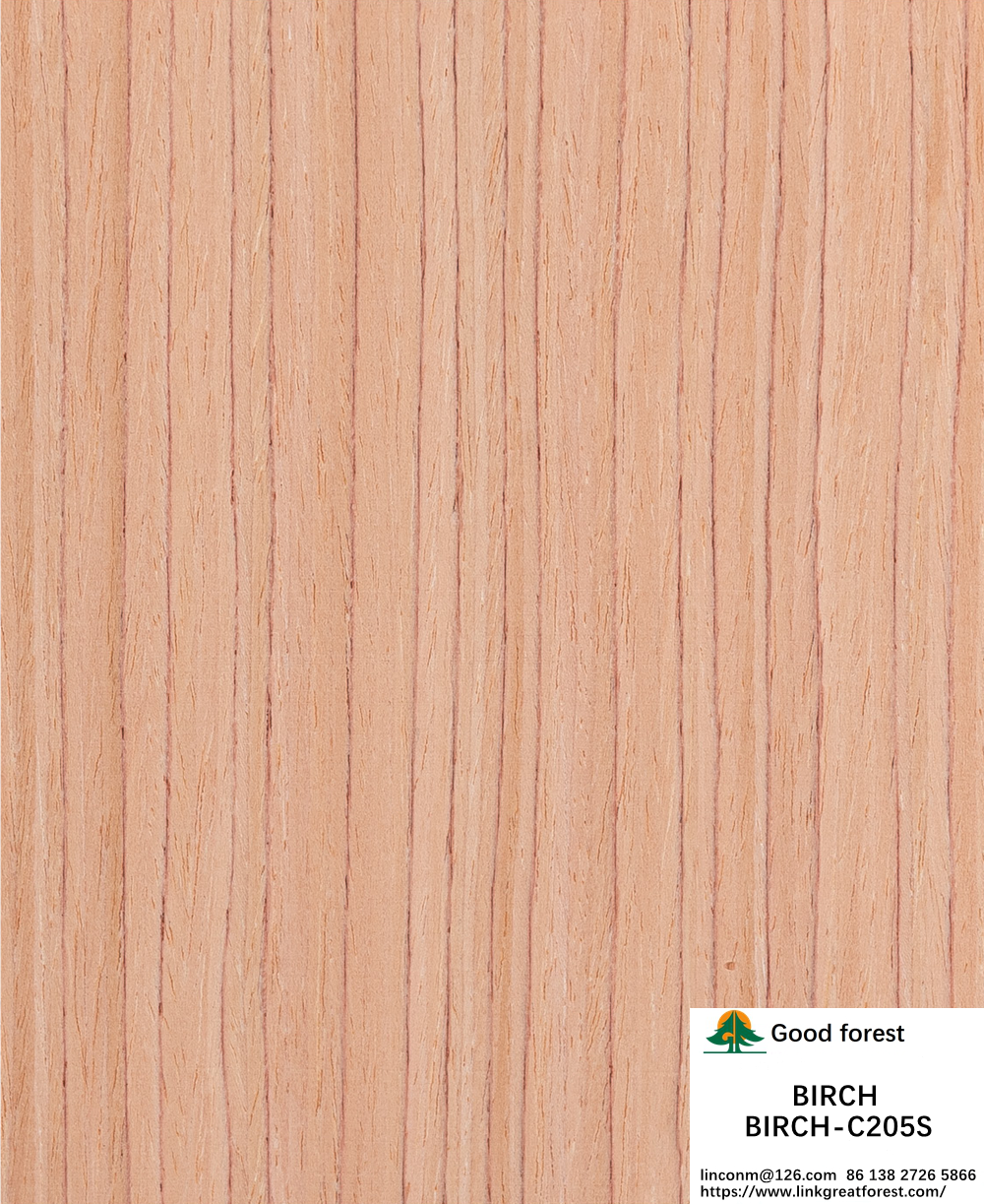 Engineered Birch Wood Veneer 205S/205C Grade A For Interior Export Standard For Door And Cabinet Face