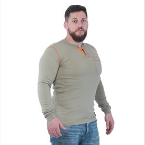 Quality 100 Cotton 5.5oz Single Jersey FR Henley Shirt Moisture Wicking FR Shirt wholesale