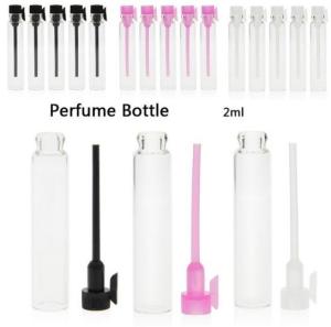 Quality 1ml 2ml Mini Glass Sample Bottles , Glass Perfume Vials With Plastic Sticks wholesale
