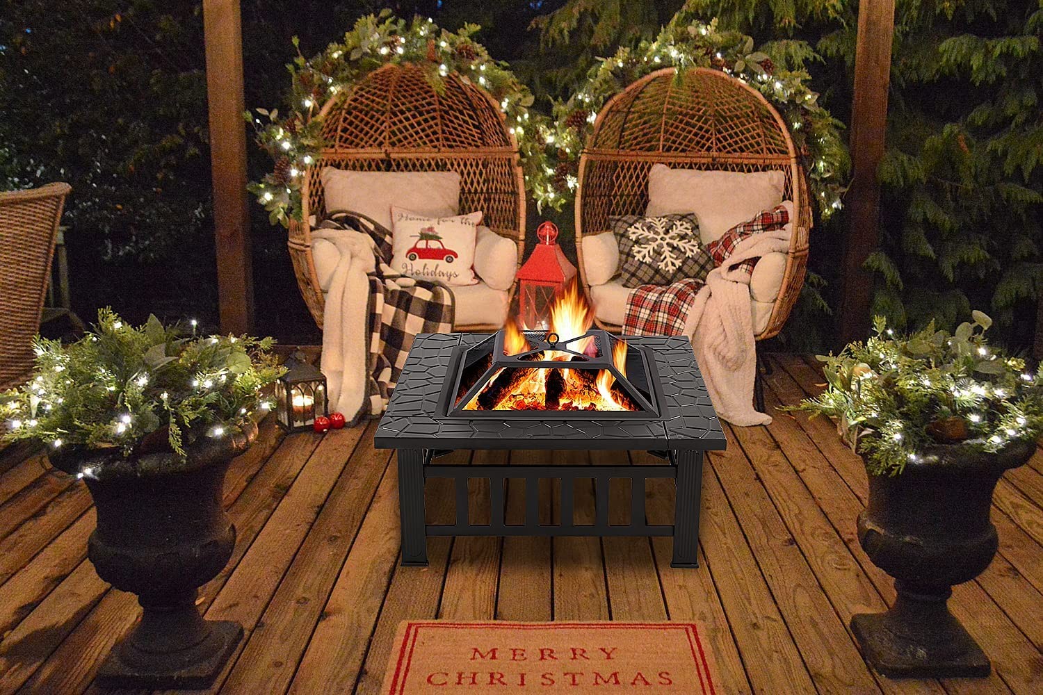 32inch Premium Outdoor Barbecue Fire Pit Large Bonfire Wood Burning