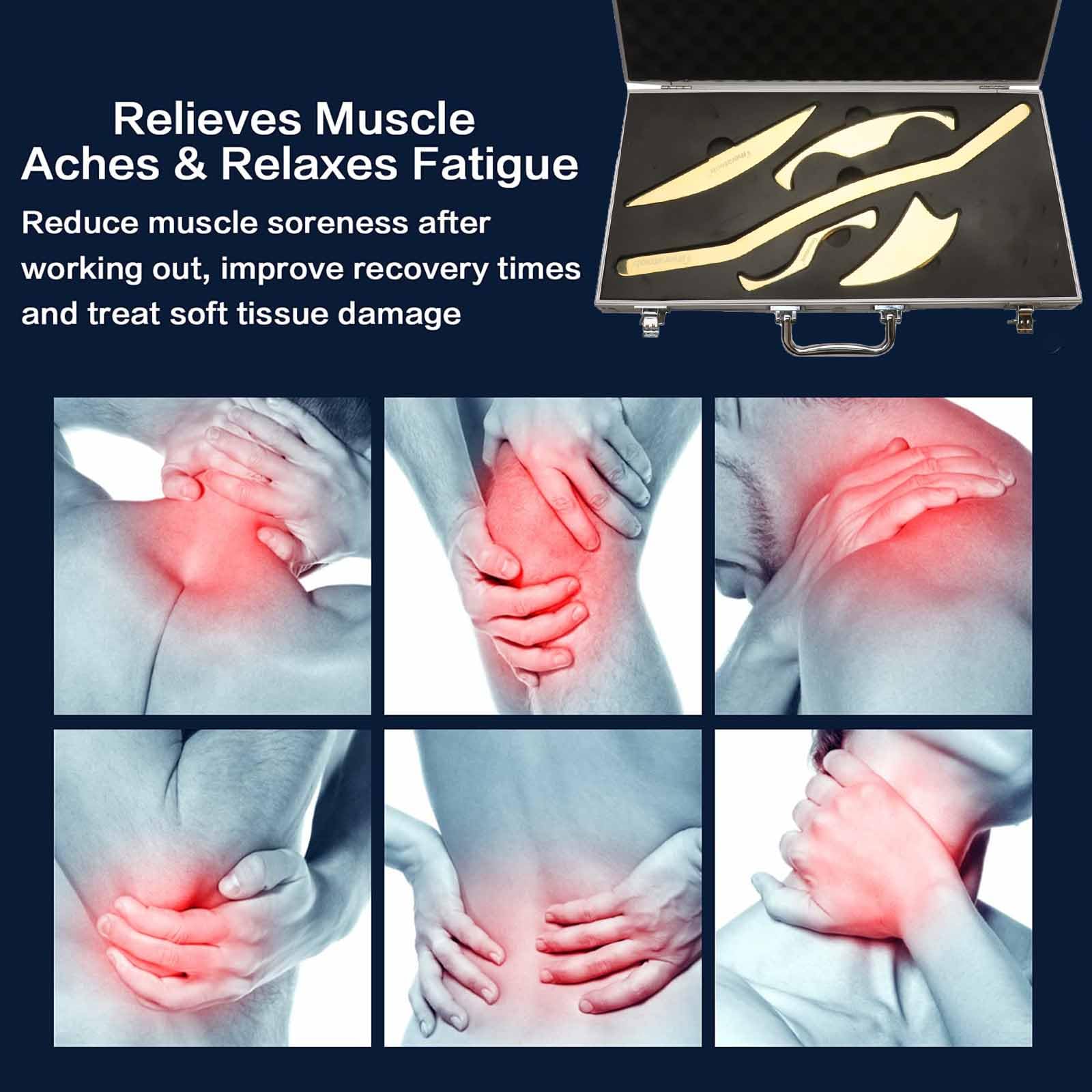 Stainless Steel Neck Pain Rehab Device Gua Sha Scraping Scraper For Shoulder Acupoints 5pc
