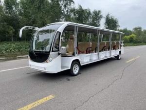 Quality White 23 Seat Electric Sightseeing Bus 72v 200AH Lead-Acid Battery Without Door wholesale