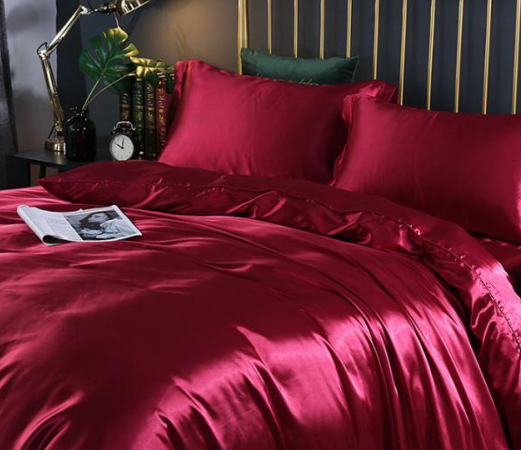 Green 4 Piece Mulberry Silk Duvet Set 2.8m Plain Dyed For Bedroom