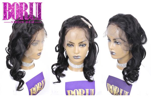 Pre Plucked Human Lace Front Wigs With Baby Hair , Malaysian Pre Plucked Human