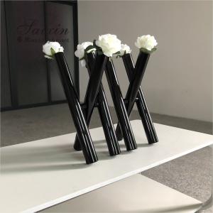 Quality Unique Decorative Vases Black Wedding Centerpieces 3 Glass Cylinder Flower Vase wholesale