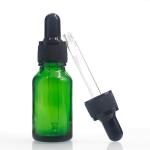 Personal Care Green 15ml Glass Dropper Bottles Aluminum Screw Cap