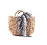 Round Wrist Beach Woven Bag , Handmade Crochet Handbags Corn Skin Material ODM