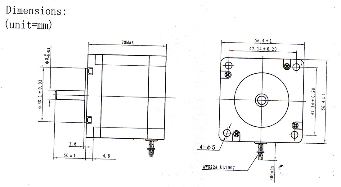 High Performance Nema23 Hybrid Stepper Motor 3V 3A 13.5kg.Cm 57mm