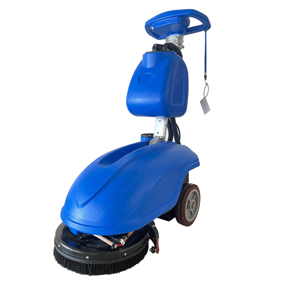 Blue Floor Scrubber With 350mm Cleaning Width New Energy Lead Acid Battery Strong Battery Life