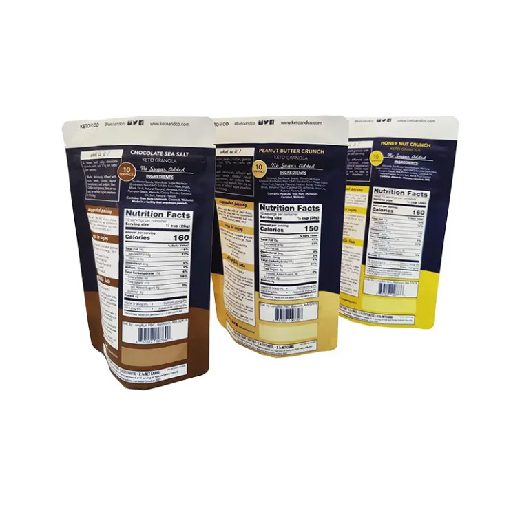 Food Grade Moisture-Proof Mylar Stand Up Pouch BOPP Plastic Packaging Bag For Snack Nut Chocolate Gravure Printing