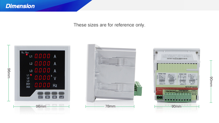 CN-3UIF35 96*96 mm Three Phase A&V&Hz Multi Combined Meter with good quality