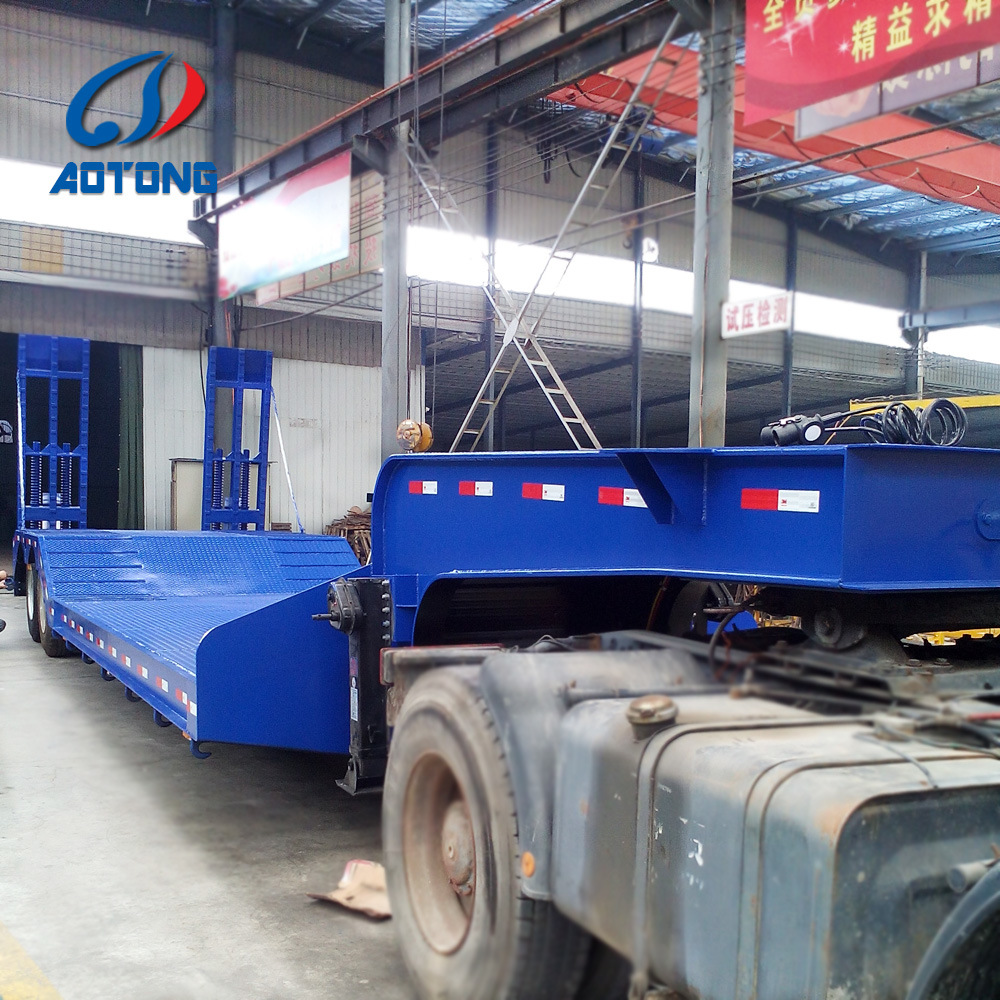 Heavy Load Gooseneck Lowboy Semi Trailer for Excavator Transport 3 Axles 4 Axles 12m 15m