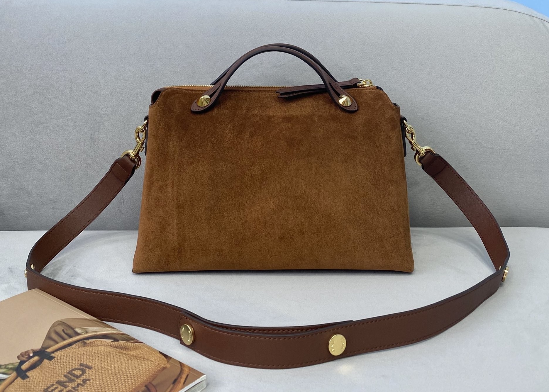 Bytheway soft cowhide genunie leather and deerskin Womens Luxury Handbag Circular pendant handbag
