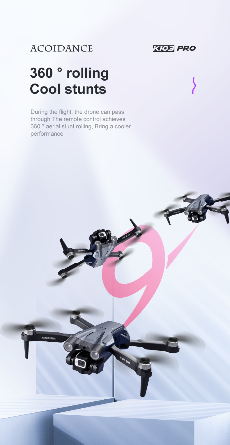 K103 Pro Aerial Drone 8k HD Camera GPS Obstacle Avoidance RC Helicopter FPV Wifi Professional Foldable Quadcopter Toy
