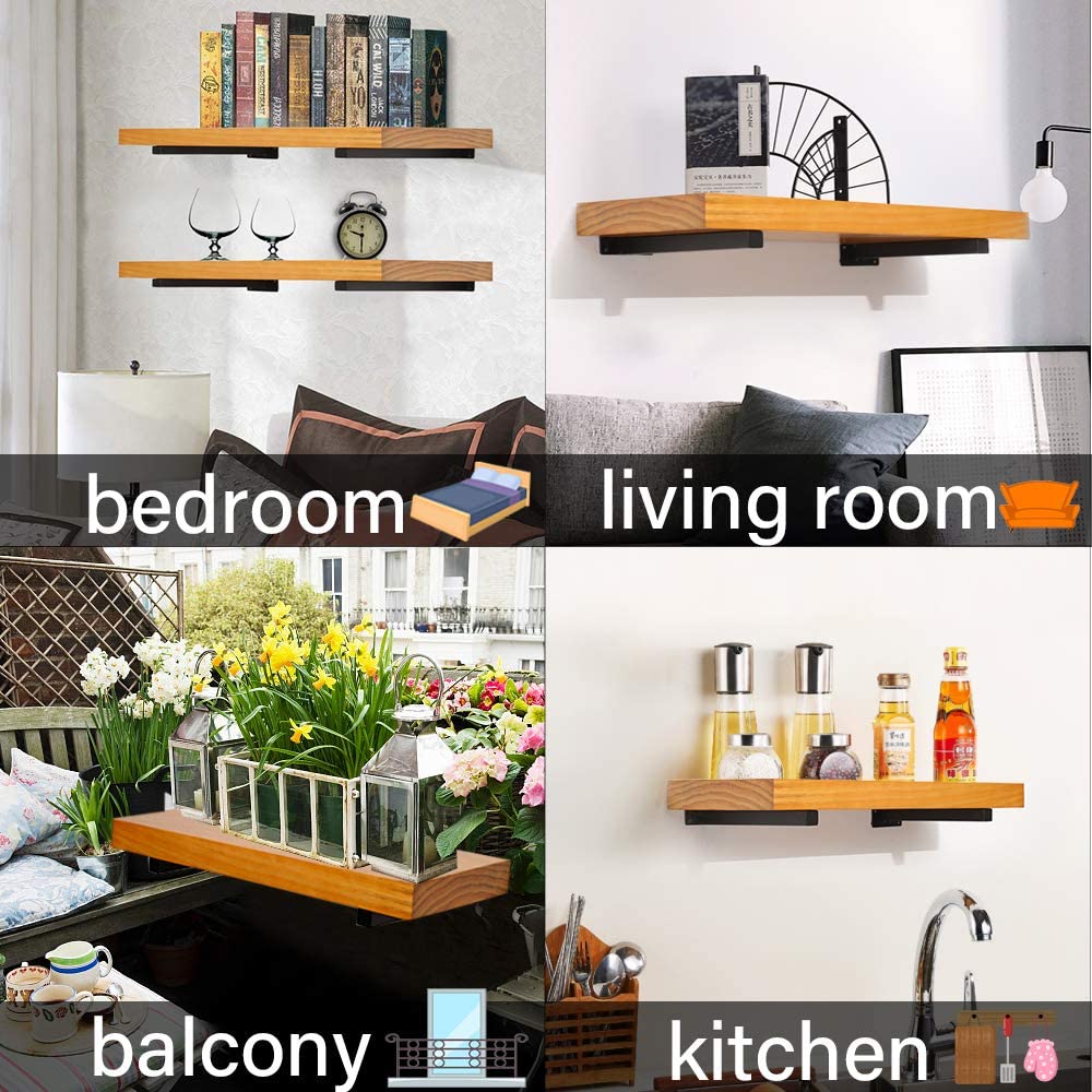 Shelf Bracket 10 Inch Heavy Duty Frosted Black Wall Shelf Brackets for Floating