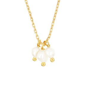 Quality 925 Sterling Silver Three Freshwater Pearls Charm Pendant Necklace for Women 16&quot; 1&quot; 1 wholesale