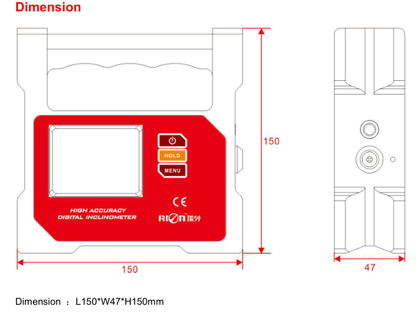CE Alarm High Accuracy Digital Inclinometer 0.001 Deg IP54 Angle Meter