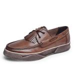 Outdoor Mens Slip On Leather Sneakers Soft Flat Comfortable Walking Shoes
